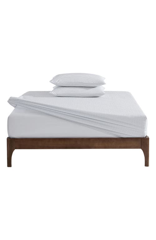 Nautica Striped Grey Microfiber Queen Sheet Set In Grey