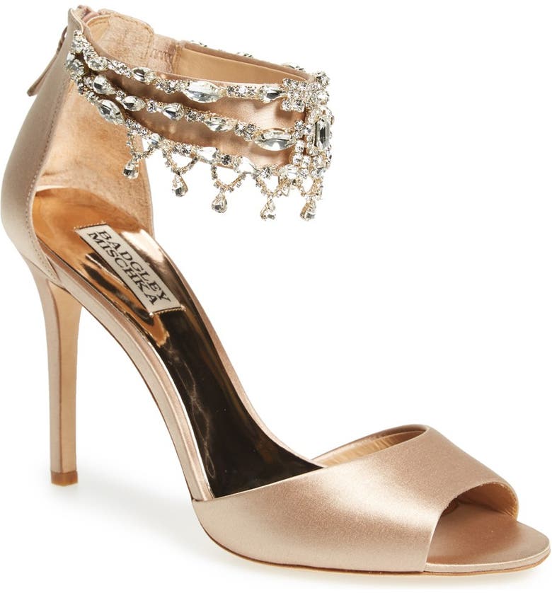 Badgley Mischka 'Denise' Crystal Embellished Ankle Strap Sandal (Women ...