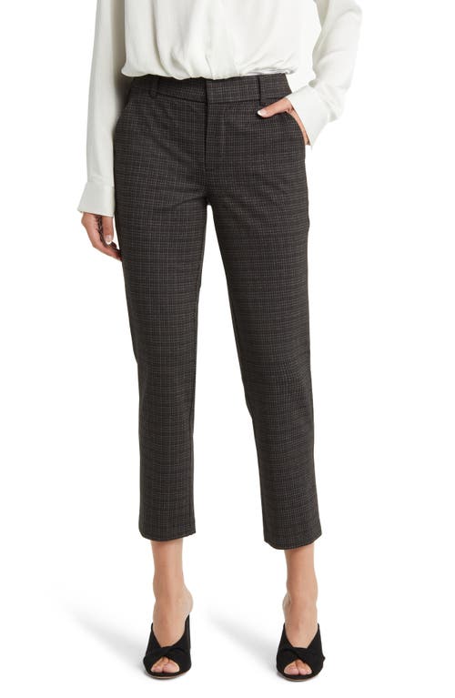 Wit & Wisdom 'Ab'Solution Houndstooth High Waist Ankle Straight Leg Pants Charcoal Brown Olive at Nordstrom,