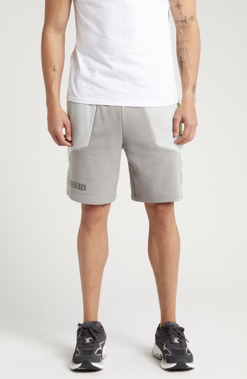 x PLEASURES Cotton French Terry Sweat Shorts in Light Gray Heather