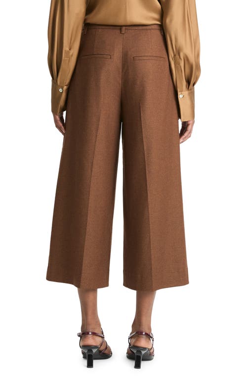 Shop Vince Mid Rise Flannel Culottes In Dark Almond