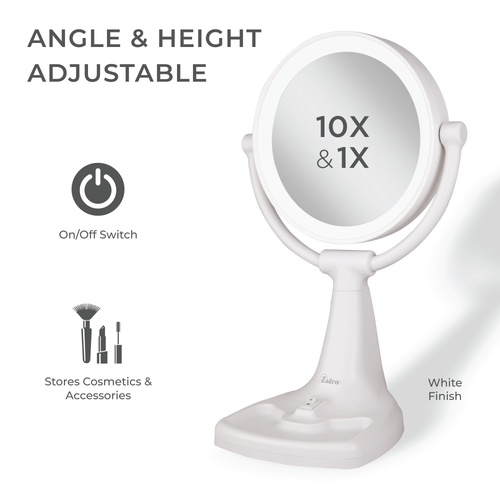 ZADRO ZADRO MAX BRIGHT LIGHTED MAKEUP MIRROR WITH 10X/1X MAGNIFICATION & STORAGE TRAY