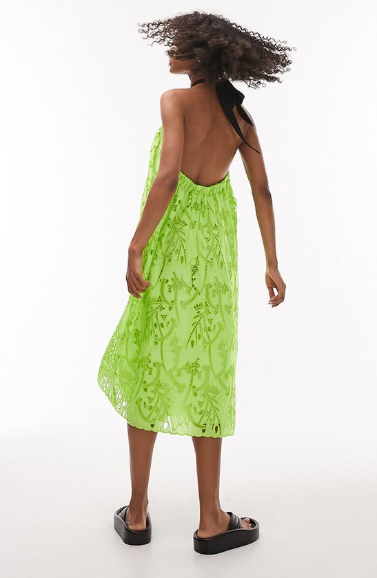 Shop Topshop Eyelet Halter Dress In Medium Green