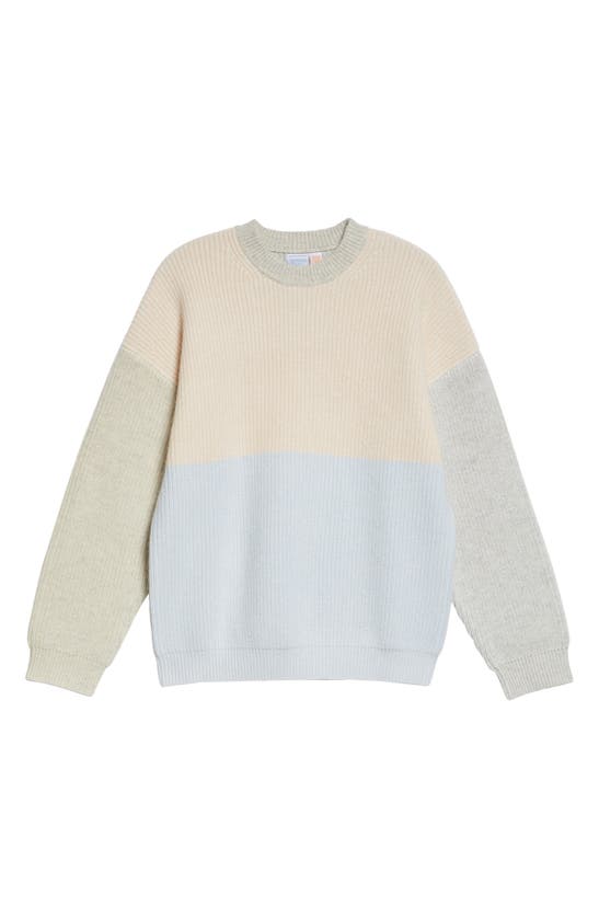 Waste Yarn Project Odd Colorblock Wool Blend Sweater In Tonal White