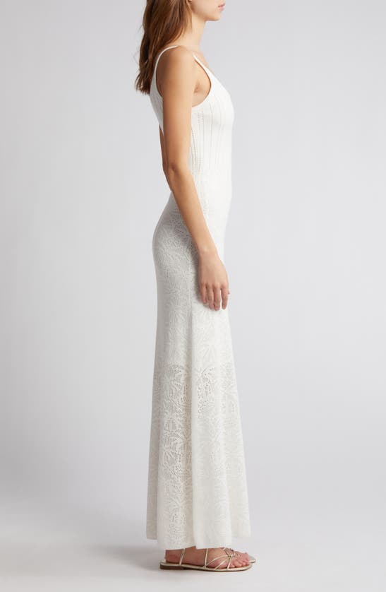 Shop Moon River Palm Tree Embroidered Knit Maxi Dress In Ivory