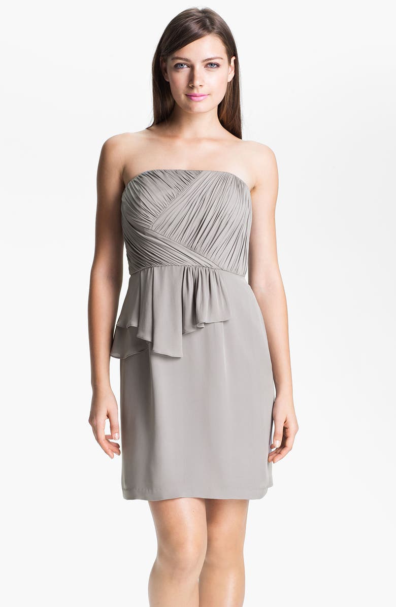 Donna Morgan Ruched Asymmetrical Peplum Chiffon Dress | Nordstrom