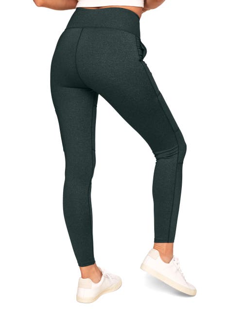 Walkpop Haley Compression Active Legging With Multi-pocket Detail In Green