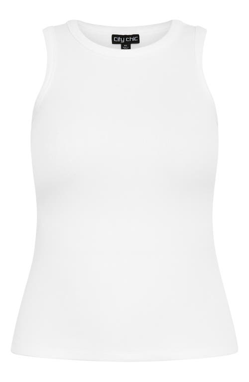 Shop City Chic Talia Rib Tank In White