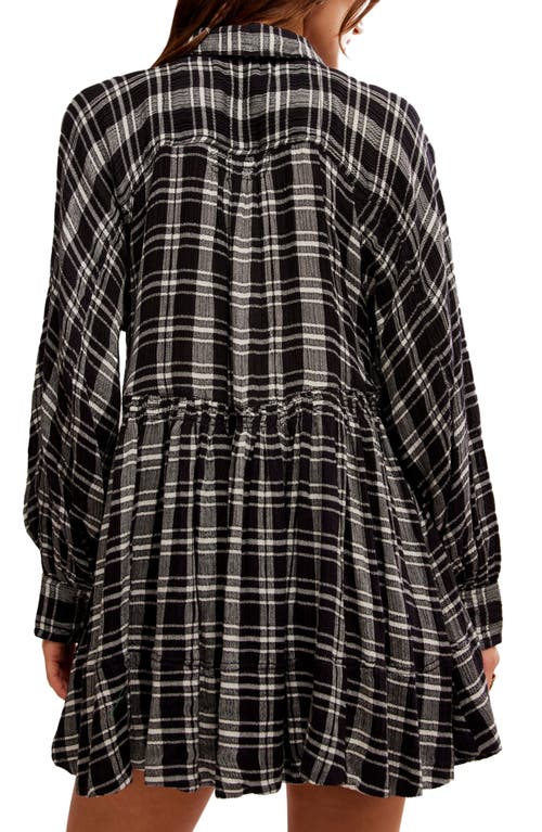 Shop Free People Hoffman Plaid Long Sleeve Mini Shirtdress In Black Combo