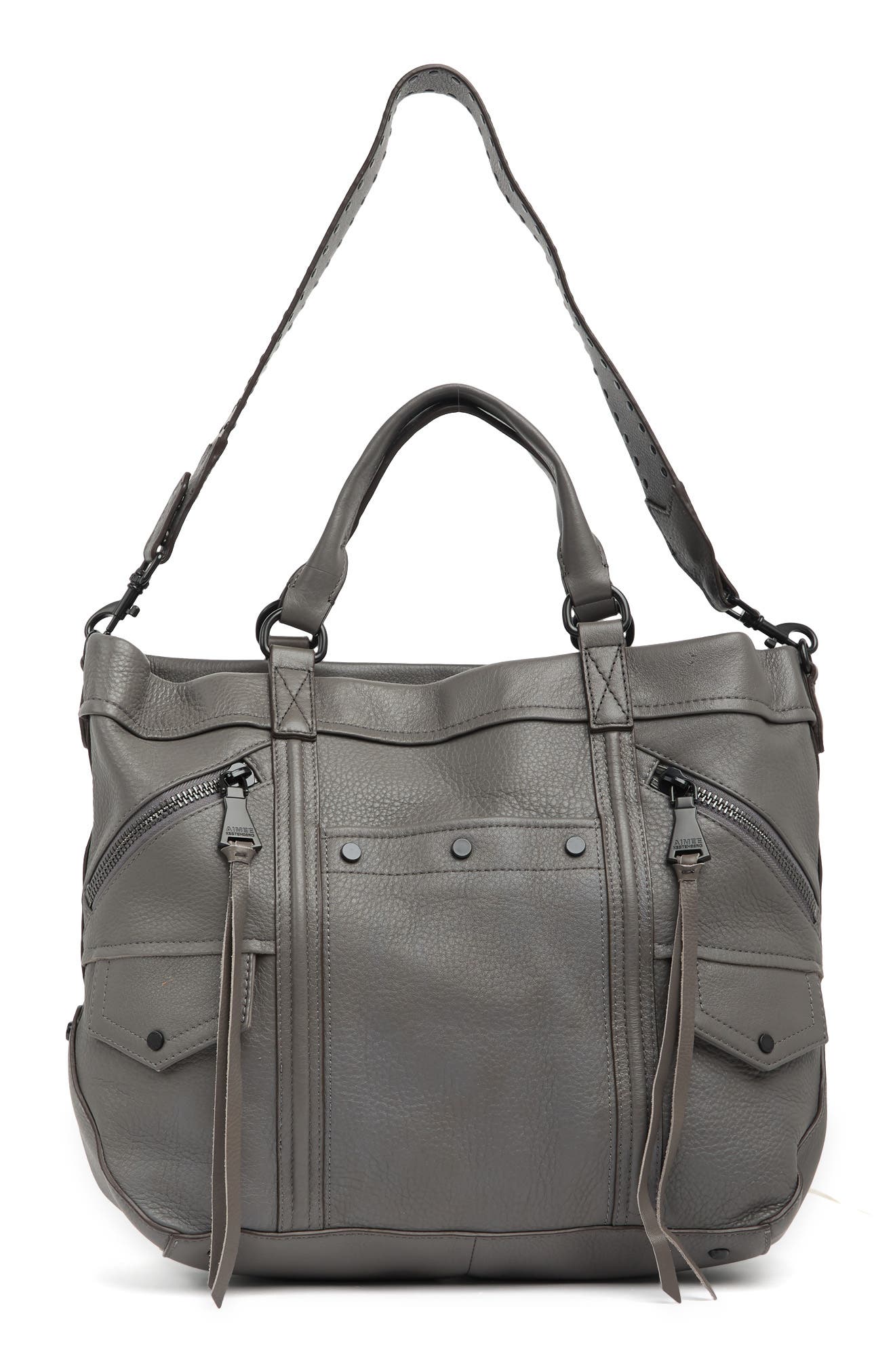 Aimee Kestenberg Fair Game Leather Convertible Tote Bag In Gray
