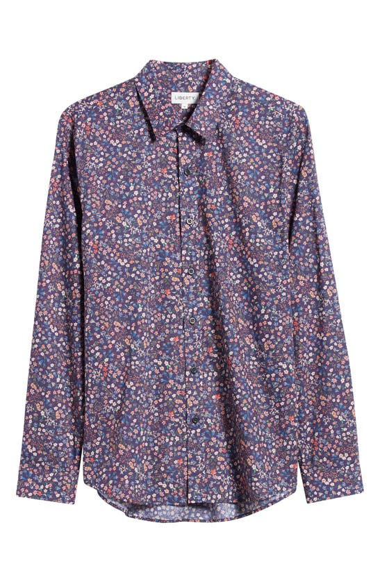 Shop Liberty London Donna-leigh Lasenby Floral Cotton Button-up Shirt In Navy