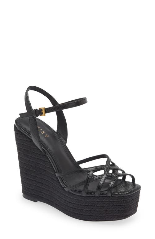 Elle Espadrille Platform Wedge Sandal in Black