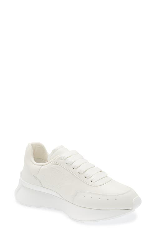 Alexander Mcqueen Sprint Runner Seal Quilted Sneaker In White/white