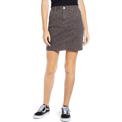 1822 Denim Cheetah Print Denim Miniskirt, Brown