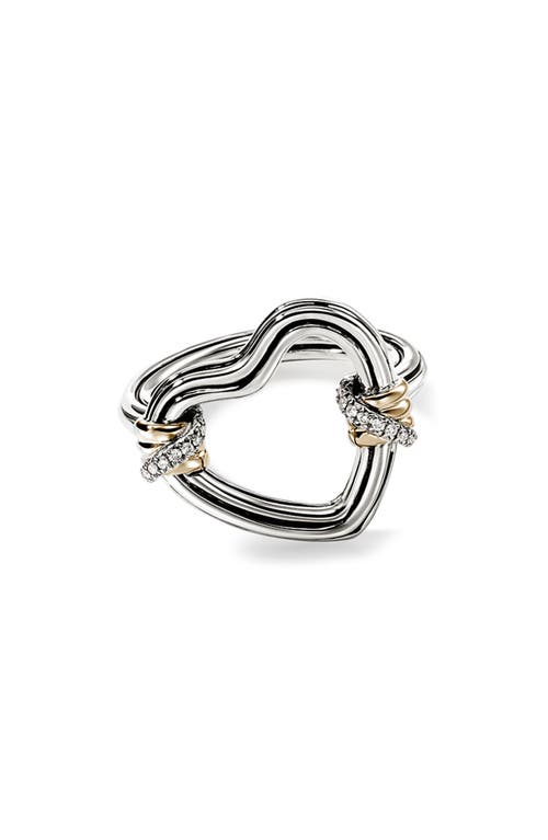 Bamboo Collection Heart Ring in Silver