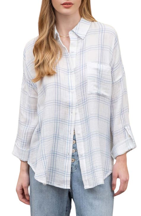 Oversize Plaid Cotton Button-Up Shirt