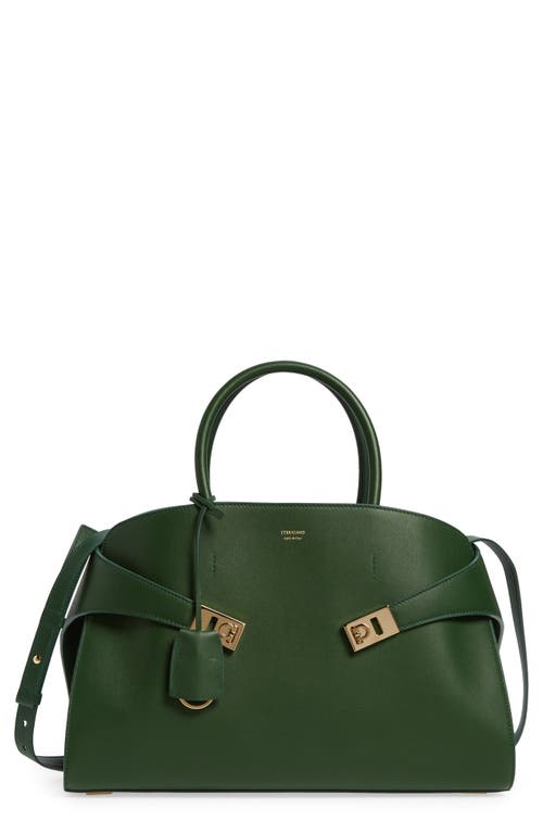 FERRAGAMO Hug Small Leather Top Handle Bag in Exclusive Forest Green at Nordstrom