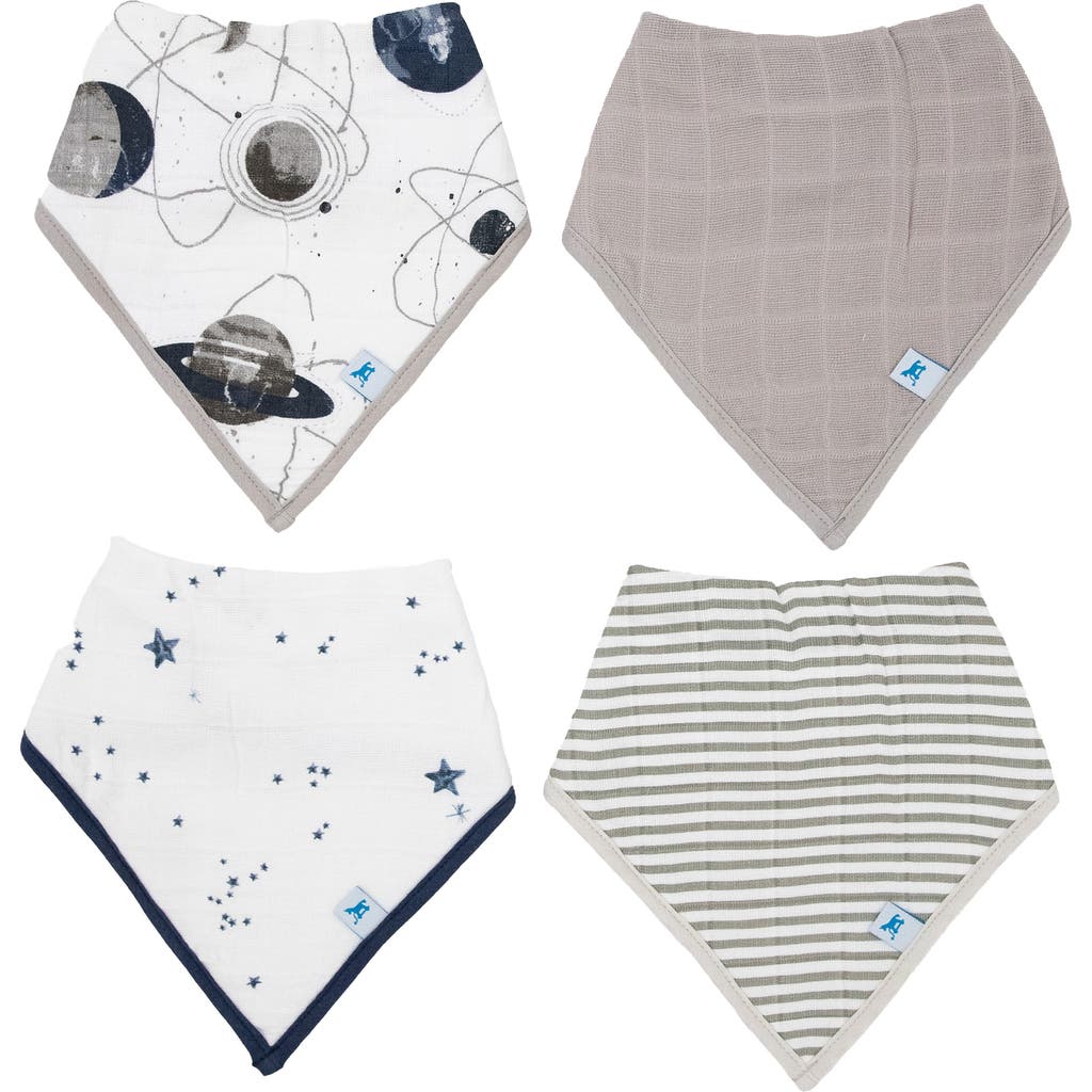 Little Unicorn 4-pack Fleece & Cotton Muslin Bandana Bib In Planetary