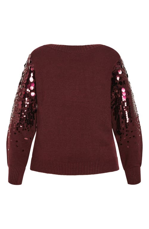 City Chic Braylin Embellished Sweater In Oxblood