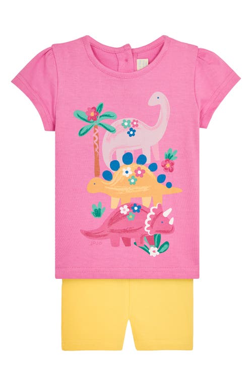 Jojo Maman Bébé Jojo Maman Bebe Dino Friends Graphic T-shirt & Shorts Set In Fuchsia