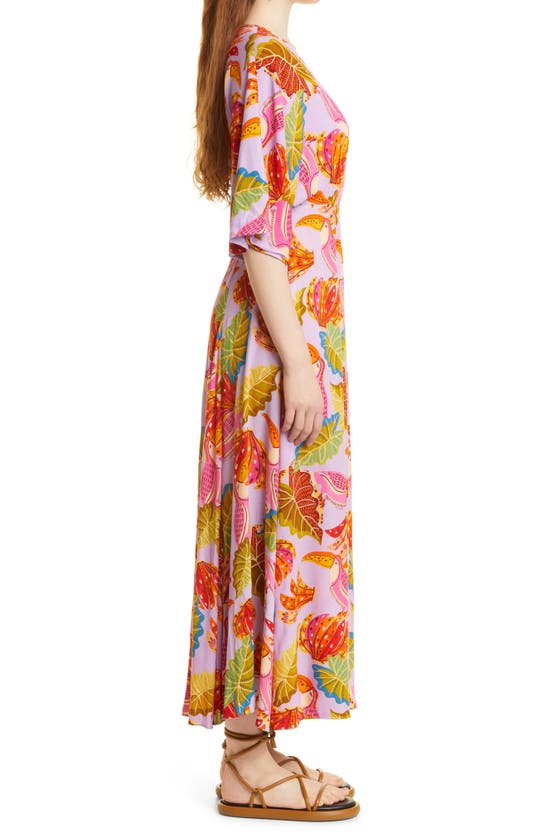 Farm Rio Mixed Beaks And Bananas Maxi Dress In Yellow/pink In Lilac ...