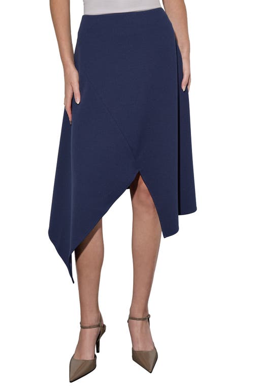 Ming Wang Deco Crepe Asymmetric Skirt in Regatta 