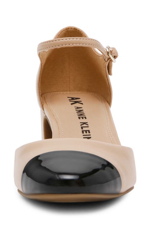 Anne Klein Pearle Womens Faux Leather Ankle Strap Pumps In Biscotti/black