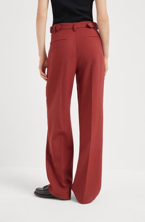 Shop Brunello Cucinelli Malfilé Virgin Wool Twill Relaxed Tailored Trousers In Red