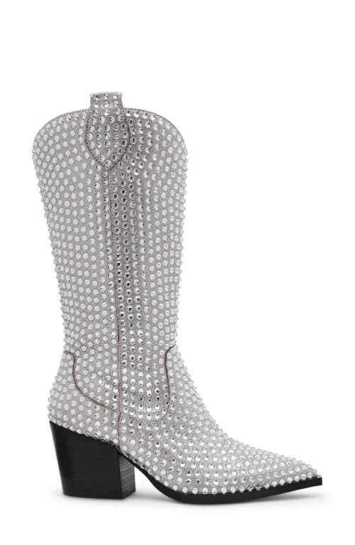 Betsey Johnson Randy Embellished Western Boot In Silver