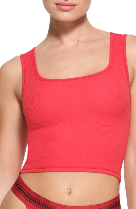 Womens Skims red Cotton Ribbed Heritage Tank Top
