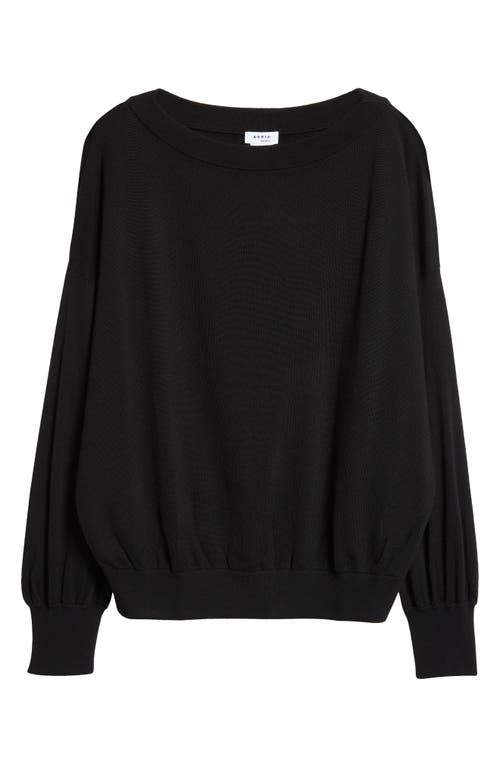 Shop Akris Punto Oversize Boat Neck Virgin Wool Sweater In Black