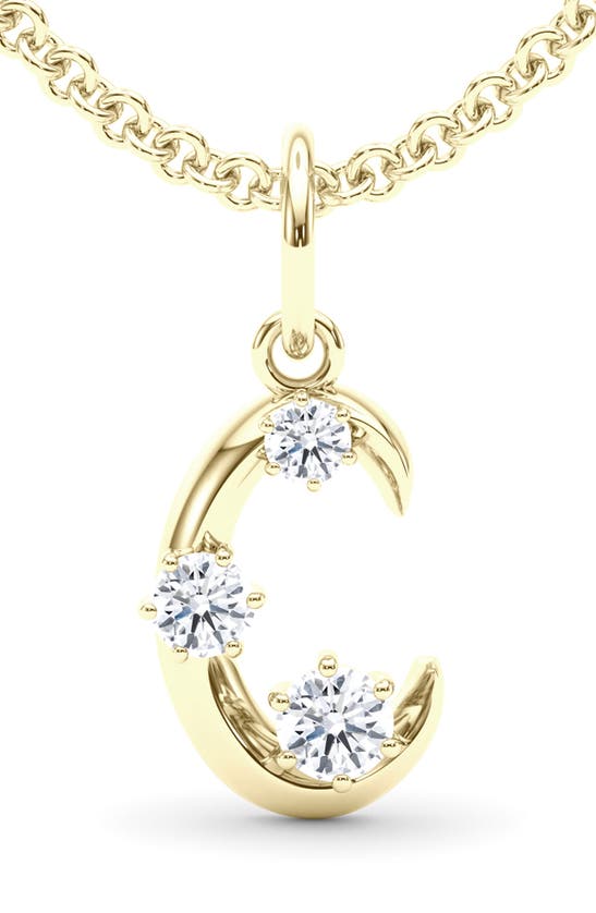 Hautecarat Graduated Lab-created Diamond Initial Letter Pendant Necklace In C - 18k Yellow Gold