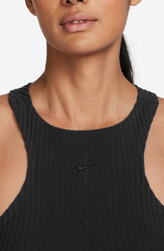 Shop Nike Sportswear Chill Knit Sleeveless Rib Midi Dress In Black/ Black
