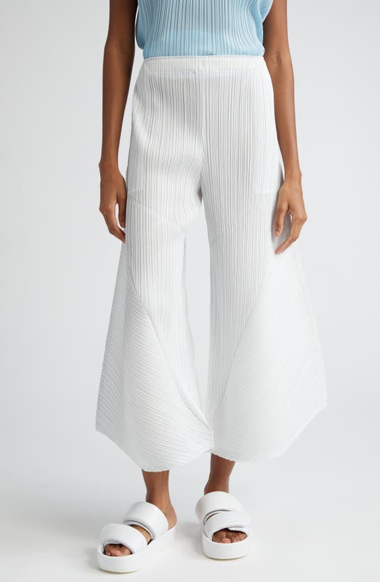Shop Issey Miyake Pleats Please  Thicker Bottoms Pleated Wide Leg Pants In Ice White
