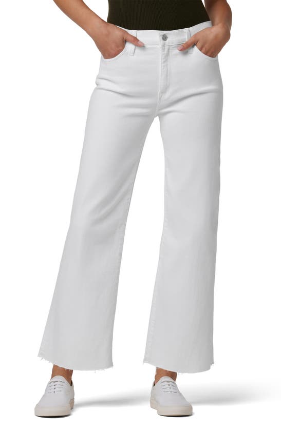 Hudson Rosalie High Waist Raw Crop Wide Leg Jeans In White