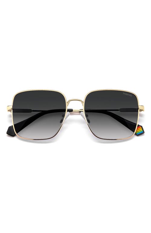 56mm Polarized Square Sunglasses in Gold/Gray Polarized