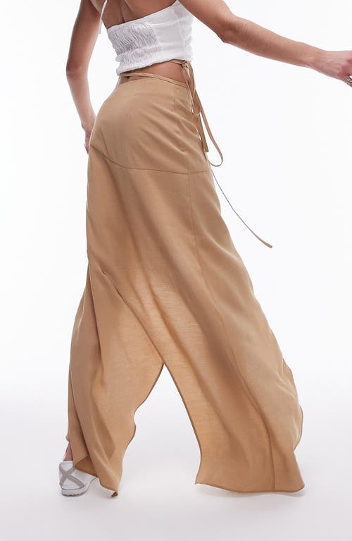 Shop Topshop Tie Waist Handkerchief Hem Maxi Skirt In Stone