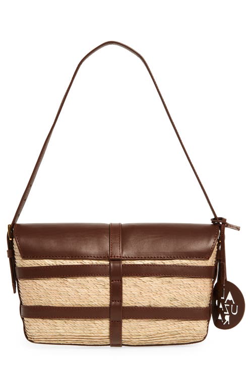 Shop Altuzarra Watermill Flap Leather & Woven Palm Shoulder Bag In Natural/praline