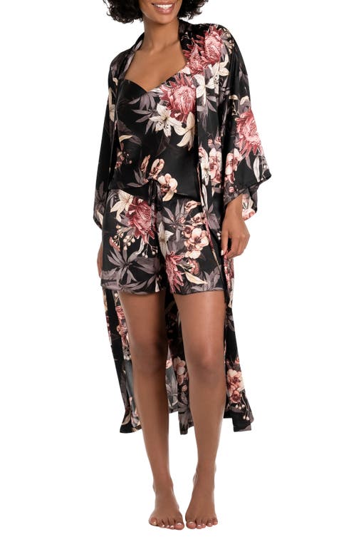 Shop Midnight Bakery Floral Wrap Robe In Midnight Tropics/black