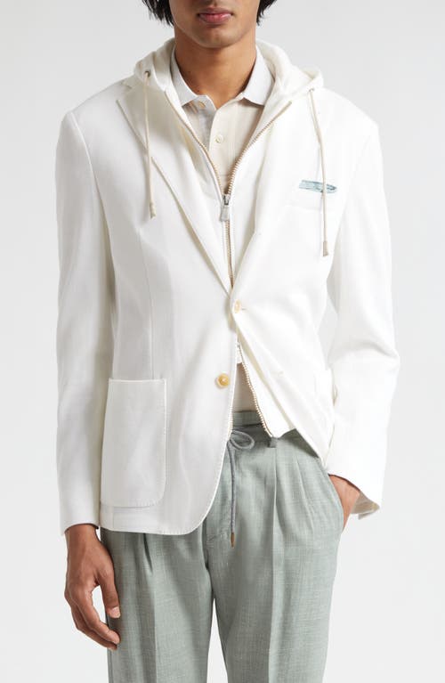 Eleventy Cotton & Cashmere Sport Coat with Removable Hooded Bib White at Nordstrom, Us