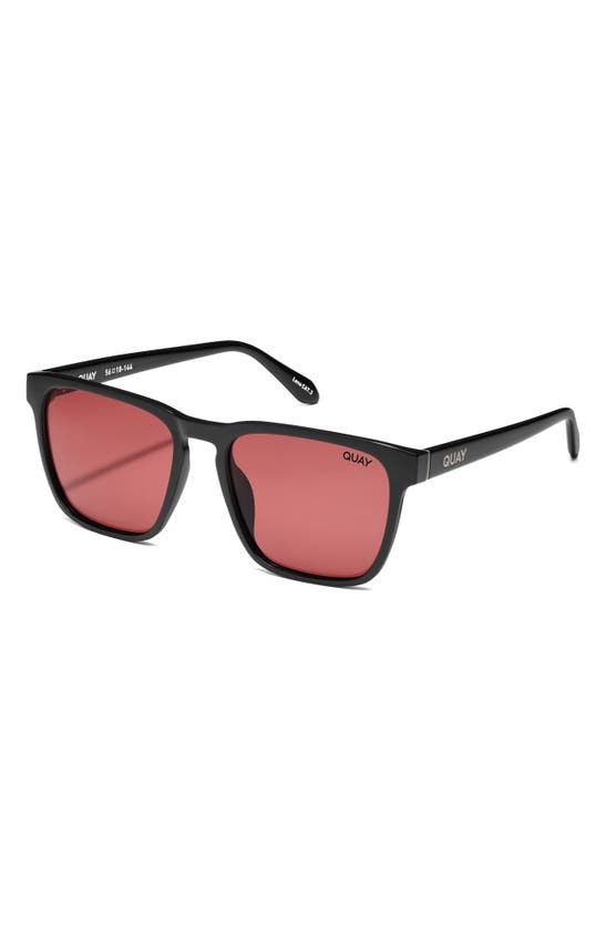 Shop Quay Unplugged 45mm Polarized Square Sunglasses In Black / Ruby Polarized