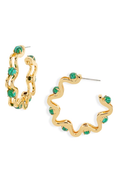 Shop Lele Sadoughi Caterpillar Malachite Hoop Earrings