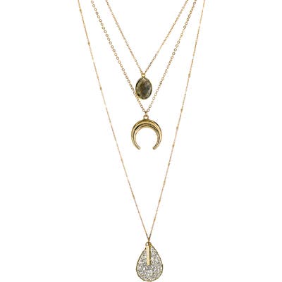 Panacea Horn & Teardrop Pendant Layered Necklace