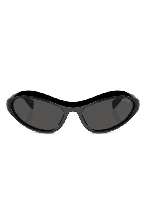 Prada 63mm Oversize Oval Sunglasses In Dark Grey