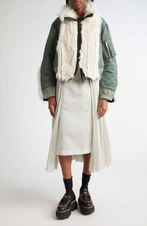 Shop Sacai Pleated A-line Skirt In Light/gray