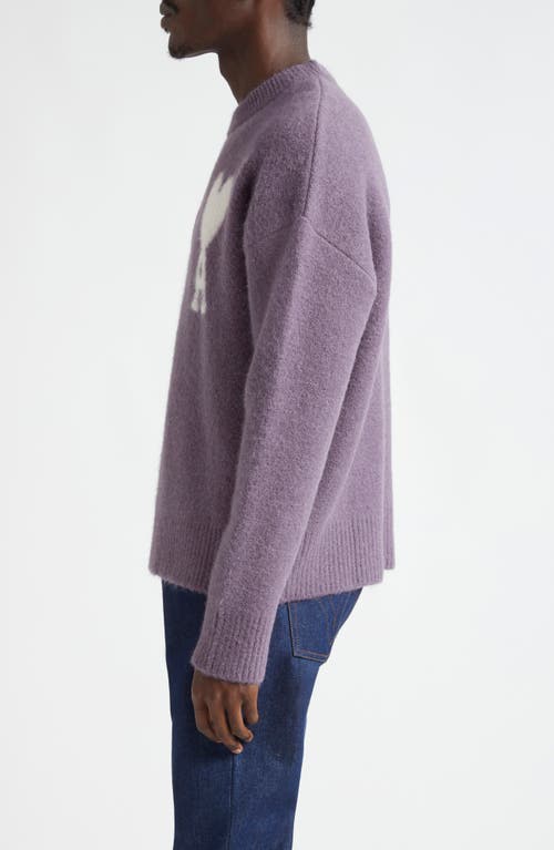 Shop Ami Alexandre Mattiussi Ami Paris Ami De Coeur Alpaca & Wool Blend Crewneck Sweater In Lilac/504