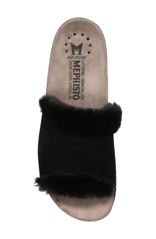 Mephisto Hemeline Faux Fur Slide Sandal In Black