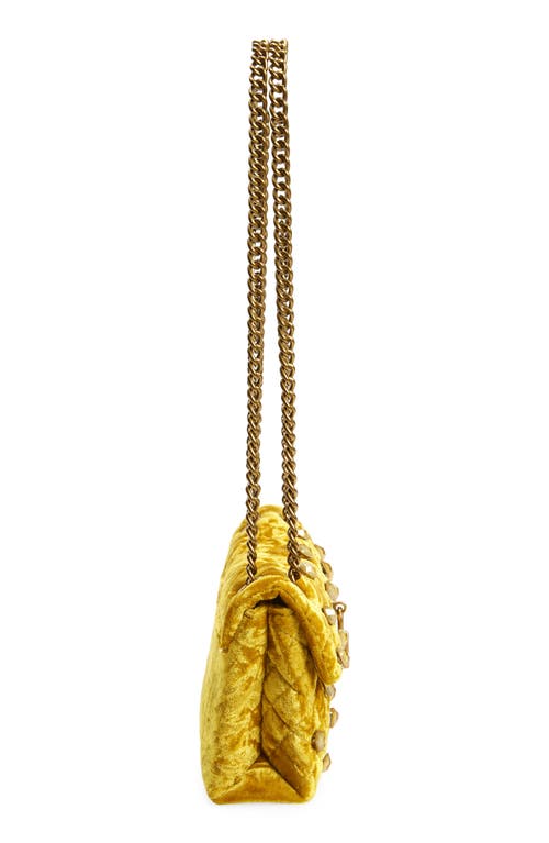 Kurt Geiger London Mini Brixton Velvet Shoulder Bag In Dark Yellow