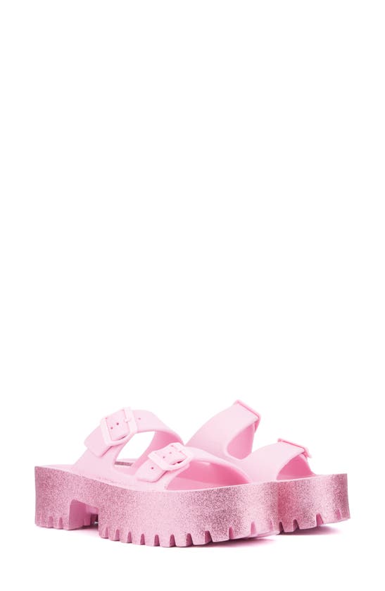 Shop Olivia Miller Sparkles Plaform Slide Sandal In Pink