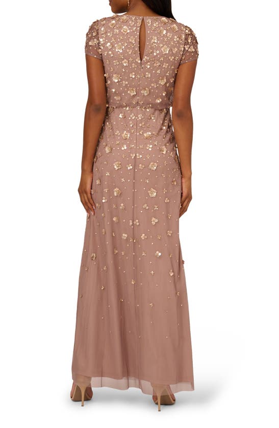 Shop Adrianna Papell 3d Beaded Gown In Stone